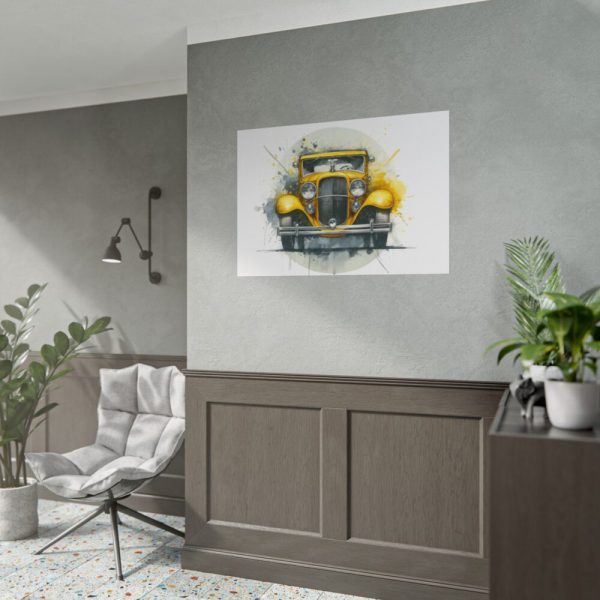 101875-254.jpg Vintage Yellow Car Poster