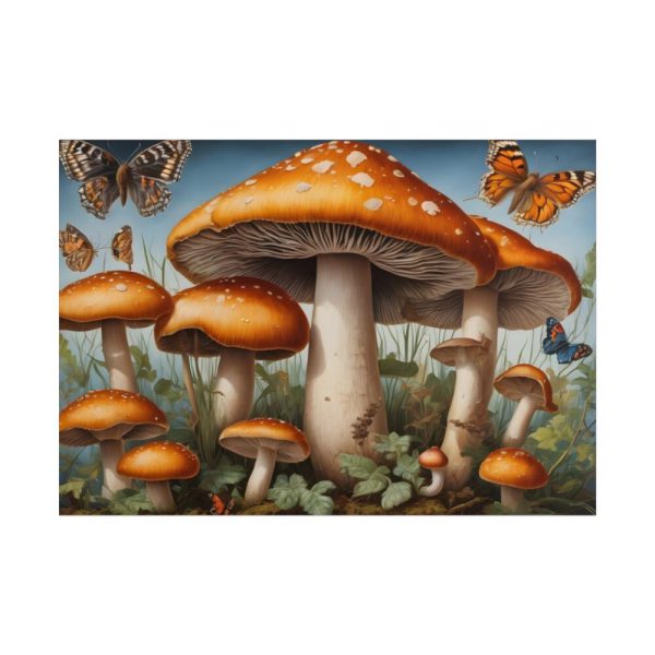 101875-500.jpg Mushrooms Butterfly Forest Art Poster