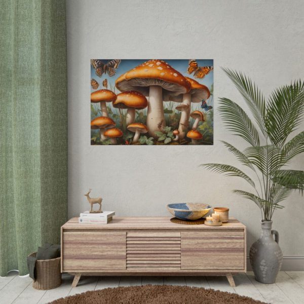 101875-503.jpg Mushrooms Butterfly Forest Art Poster