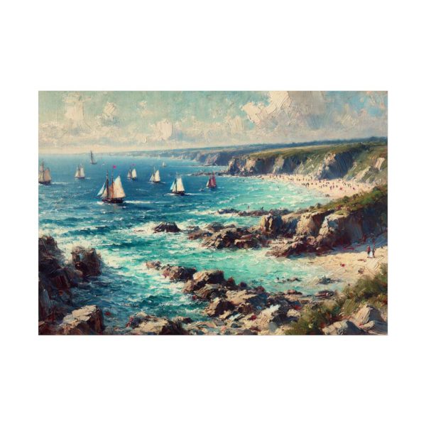 Peaceful Atmosphere With Rocky Coastline Poster