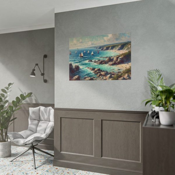 Peaceful Atmosphere With Rocky Coastline Poster