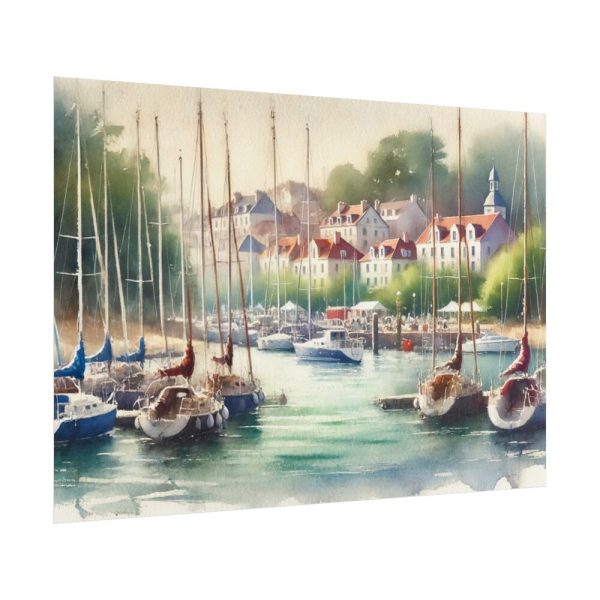 Coastal Scene With Sailboats in Marina Poster