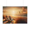 101875-556.jpg White Adirondack Chairs Facing the Ocean Poster