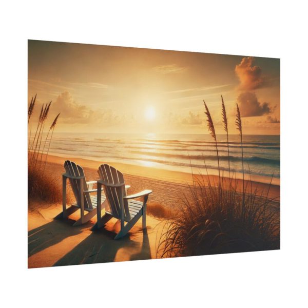 101875-557.jpg White Adirondack Chairs Facing the Ocean Poster