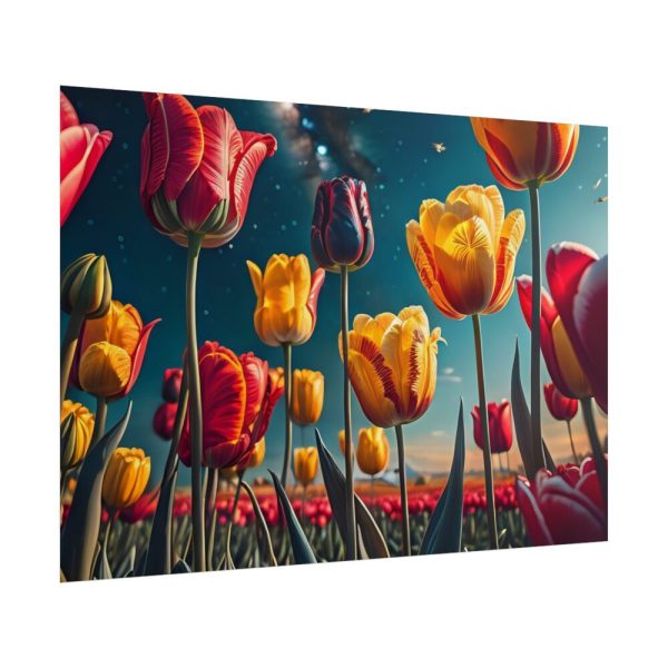 Tulips Under Sky Night Poster