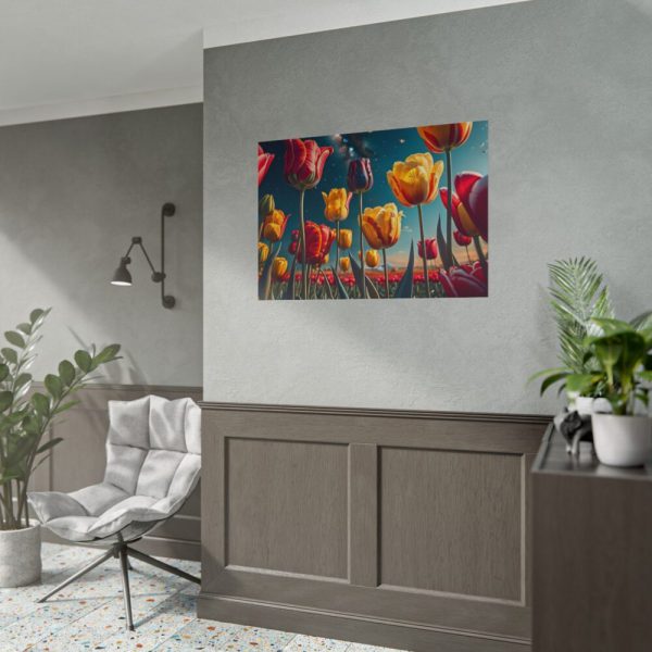 Tulips Under Sky Night Poster