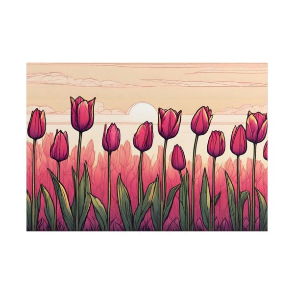 101875-690.jpg Pink Tulips Row At Sunset Poster