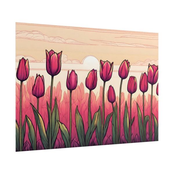 101875-692.jpg Pink Tulips Row At Sunset Poster