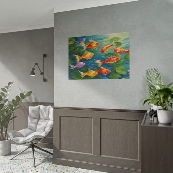 101875-724.jpg Colorful Fish In Lily Pond Poster