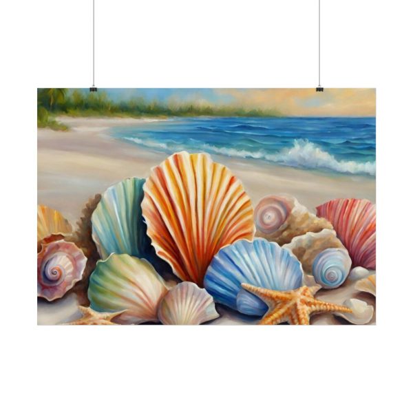 Seashells On Sandy Beach Poster