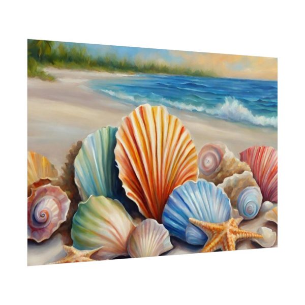 Seashells On Sandy Beach Poster