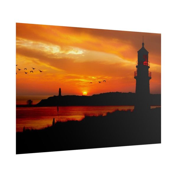 101875-77.jpg Sunset Ocean Lighthouse Silhouette Poster