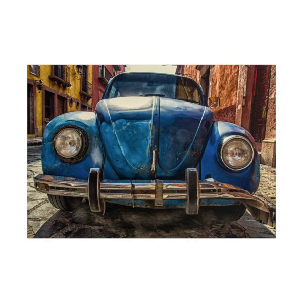 101875-80.jpg Front of a Rusty, Vintage, Blue Volkswagen Beetle Poster