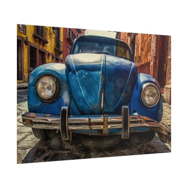 101875-82.jpg Front of a Rusty, Vintage, Blue Volkswagen Beetle Poster