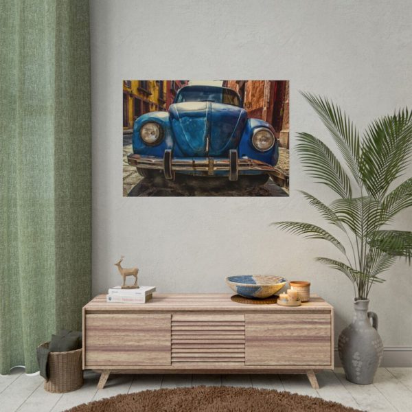 101875-83.jpg Front of a Rusty, Vintage, Blue Volkswagen Beetle Poster