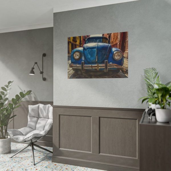 101875-84.jpg Front of a Rusty, Vintage, Blue Volkswagen Beetle Poster