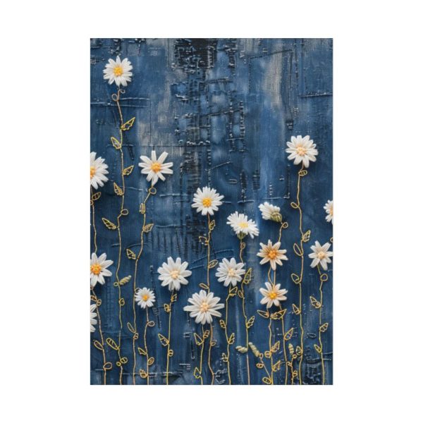 Blue Jean Embroidered Daises Poster