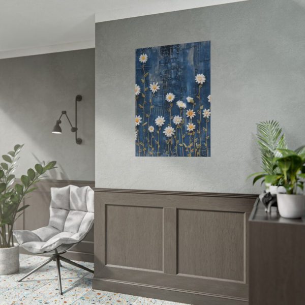Blue Jean Embroidered Daises Poster