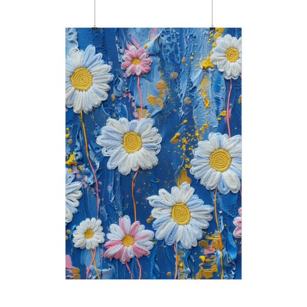 Blue Jean Embroidered Daises Poster
