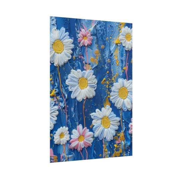 Blue Jean Embroidered Daises Poster