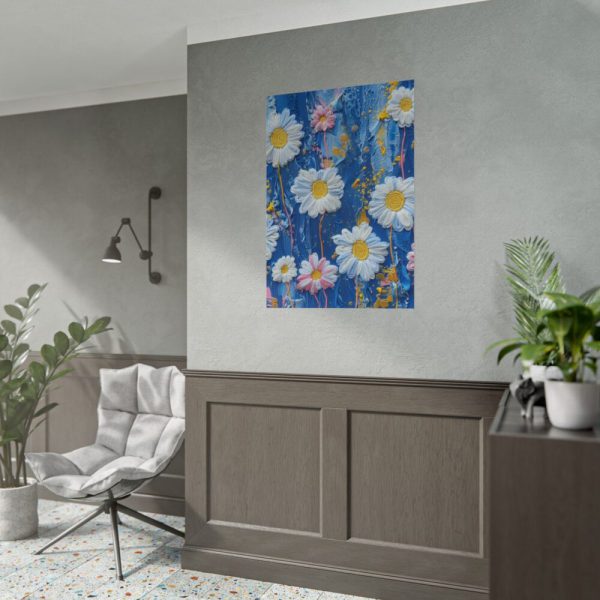 Blue Jean Embroidered Daises Poster