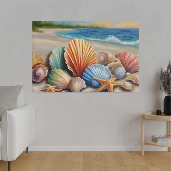 82227-174.jpg Seashells On Sandy Beach Standard Canvas
