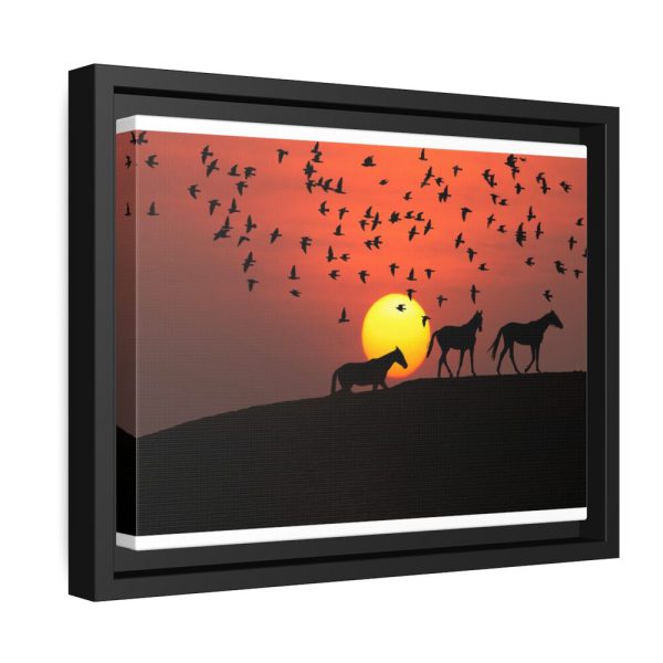 88280-6.jpg Horse Silhouette During Sunset Framed Canvas