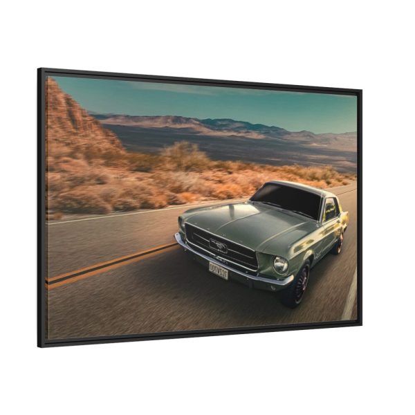 Mustang on the Road Framed Canvas