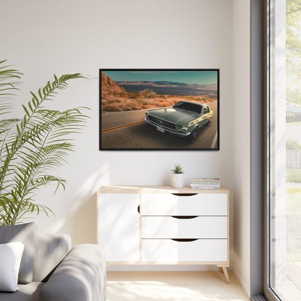 Mustang on the Road Framed Canvas