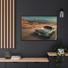 Mustang on the Road Framed Canvas