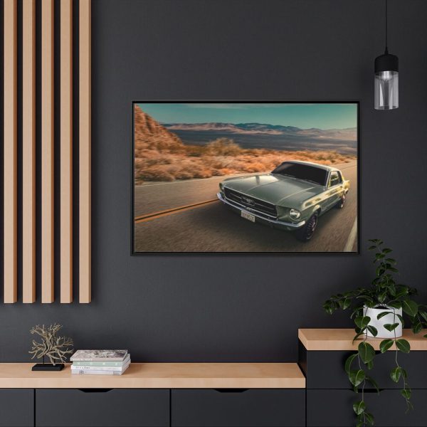 Mustang on the Road Framed Canvas