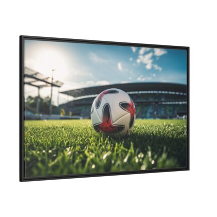 Soccer Ball On The Field Framed Canvas