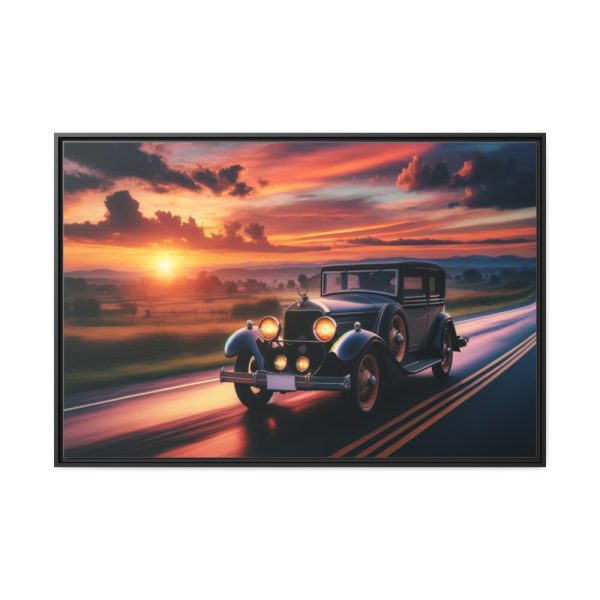 88289-216.jpg Vintage Car Driving on Road Framed Canvas