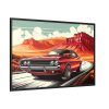 Classic Red Muscle Car Framed Canvas