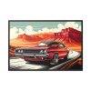 Classic Red Muscle Car Framed Canvas