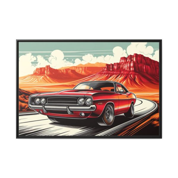 Classic Red Muscle Car Framed Canvas