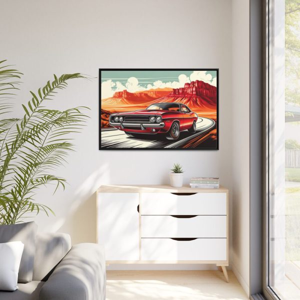 Classic Red Muscle Car Framed Canvas