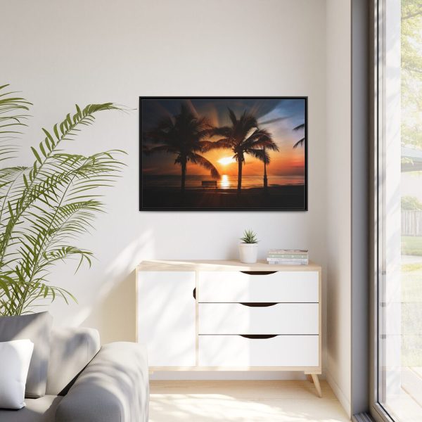 Tropical Beach Sunset Landscape II Framed Canvas