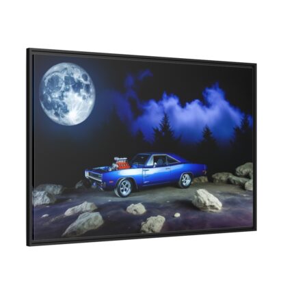 Muscle Car Under a Full Moon Framed Canvas