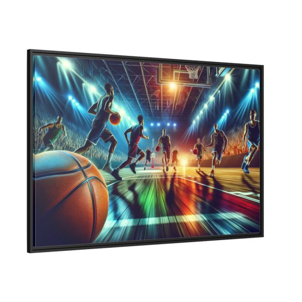 88289-265.jpg Basketball Court Scene With Players in Action Framed Canvas