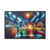 88289-266.jpg Basketball Court Scene With Players in Action Framed Canvas
