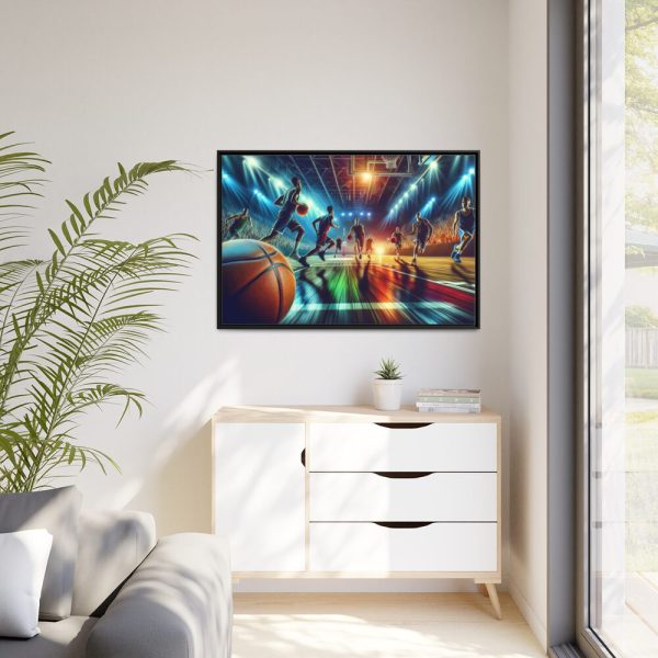 88289-268.jpg Basketball Court Scene With Players in Action Framed Canvas