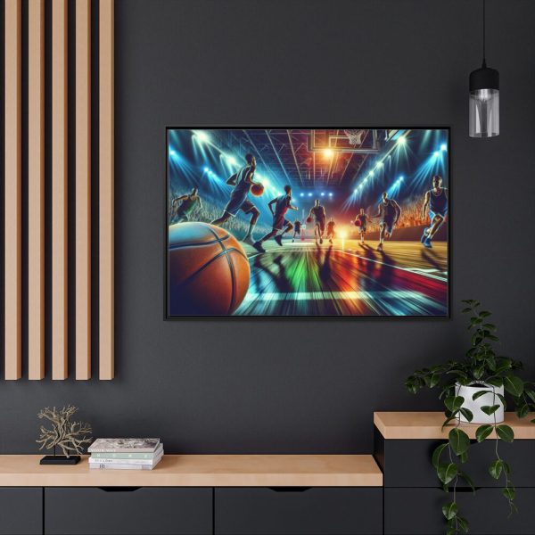 88289-269.jpg Basketball Court Scene With Players in Action Framed Canvas