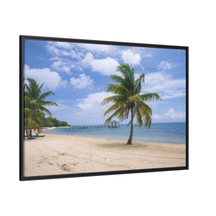 Coast With Palm Tree Framed Canvas