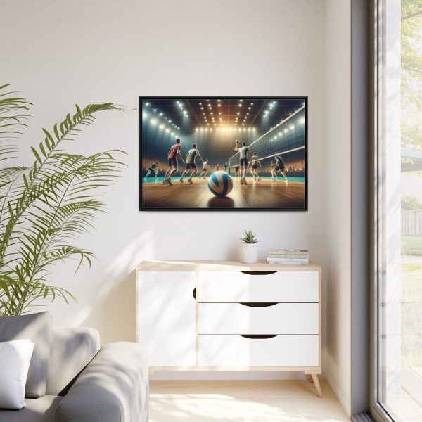 88289-318.jpg Volleyball Game with Players Framed Canvas