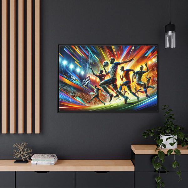 Soccer Players in Action Framed Canvas