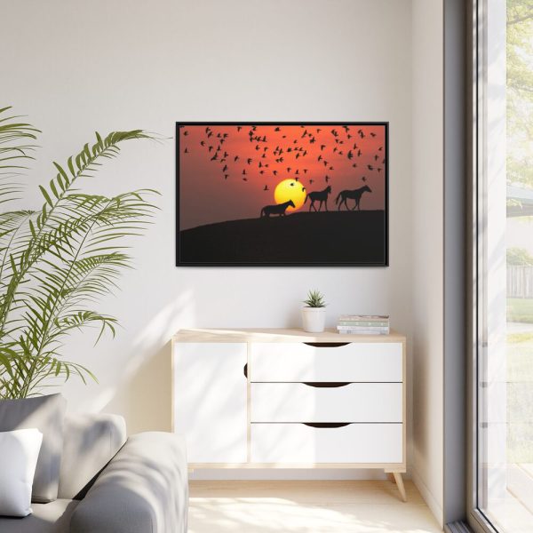 88289-38.jpg Horse Silhouette During Sunset Framed Canvas