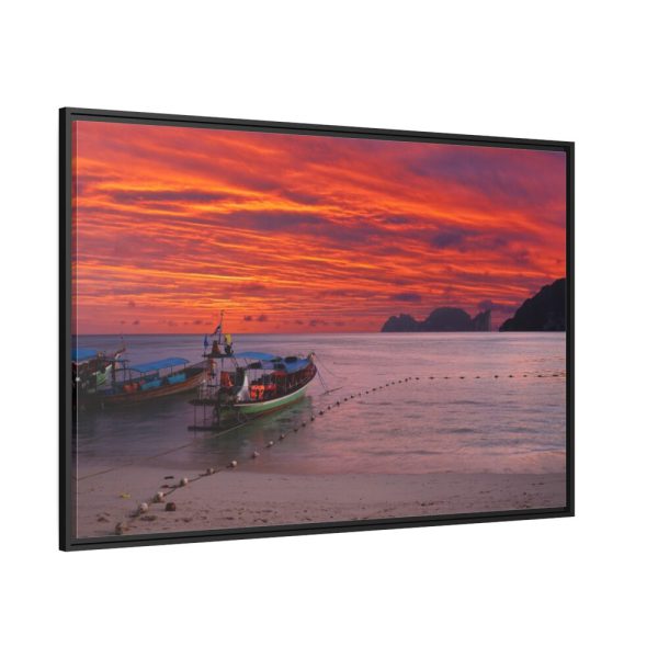 88289-420.jpg Two Boats Moored on Beach Framed Canvas
