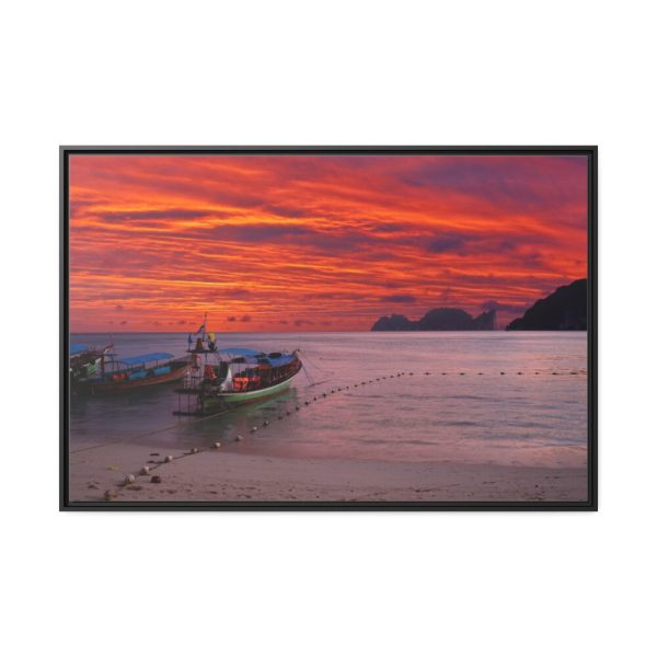 88289-421.jpg Two Boats Moored on Beach Framed Canvas