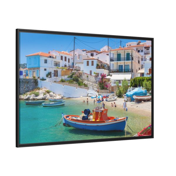 88289-440.jpg Greek Coastal Town Framed Canvas